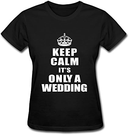 Women's T-shirt Keep Calm It's Only A Wedding Casual Size L Black