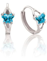 Bfly® Girls 10k Gold December Birthstone CZ Butterfly Hinged Earrings