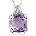 Checkerboard Natural Amethyst Necklace Pendant in title=