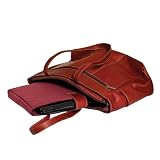 Red Leather Computer Tote Bag