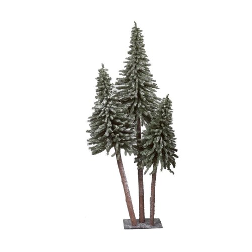 Downswept Flocked Triple Alpine Artificial Christmas Tree Cluster 3' 4' 5'