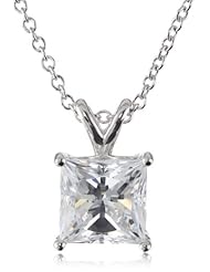 Sterling Silver Swarovski Zirconia 2 ct Princess Solitaire Pendant