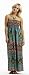 72934XR-T-3X Curve Appeal Tube Top Halter Maxi Dress / Coverup with Jewelry Trim in Silky 'ITY' Print Fabric. Color: Turq Size:3X