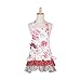 NEOVIVA Cotton Canvas Kitchen Apron Set for Mama and Me with Pockets, Heavy Duty Flirty Aprons for Mother and Daughter Clothes for Cooking, Baking, BBQ and Gardening, Style Doris, Floral Lollipop Red