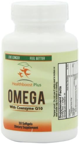 Healthboost Plus Omega 1000 mg with Co-Enzyme Q10 Soft Gel Capsules, 30 mg, 30 Count