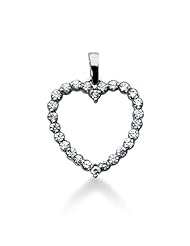 14K Gold Share Prong set Diamond Heart Pendant (1.30 cttw, F - G Color, SI2 Clarity)