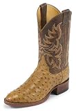 Men's Justin? 11" Flexible Full Quill Ostrich Pull On Western Cowboy Boots