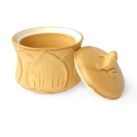 Ceramic Blue Sugar Bowl-Fish with Leaf Pattern 