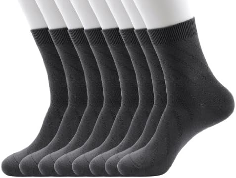 OurSilkRoad Men's Cotton Long Stripe Dress Socks Pack of 8 Dark Grey