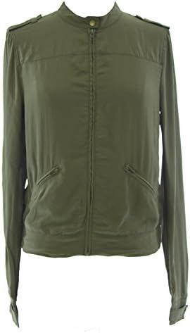EDUN Women's Silk Zip Up Jacket Sz Extra Small Army Green