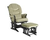 Dutailier Foam/Round Back Cushion Design Sleigh Glider Multiposition and Ottoman Combo, Sage Green