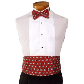 Georgia Cummerbund and Bow Tie Set - University of Georgia Red Cummerbund Set with G Logo