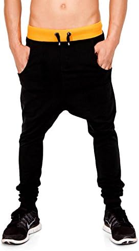 Chick Rebelle Men's Harem Sweatpants 2064 S Schwarz/Neonorange