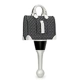Walk the Runway Handbag Top Wine Bottle Metal Stopper w/ Inlaid Enamel & Rubber Seal