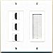 RiteAV - 3 Port HDMI + 1 Brush Wall Plate Female White Decorative 2 Gang