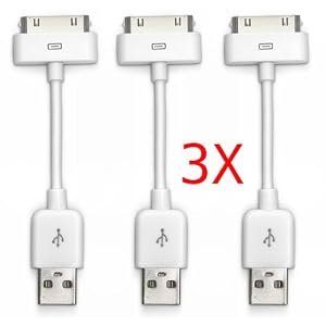 (3 Cables) - Apple Sync USB Data Cable Charge for iPhone 4, 4S, 3 & iPod & iPad 2, 