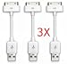 (3 Cables) - Apple Sync USB Data Cable Charge for iPhone 4, 4S, 3 & iPod & iPad 2, 