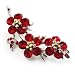 Swarovski Crystal Floral Brooch (Silver&Red)