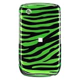 Premium Designer Hard Snap On Crystal Case for the Blackberry 8520 Curve/Gemini - Cool Green Zebra Print
