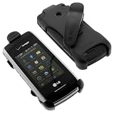 LG Verizon VX10000 Voyager Cell Phone Accessory Bundle - Black Swivel Belt Clip Holster + Premium Reusable LCD Screen Guard Protector with Lint Cleaning Cloth By Ikross