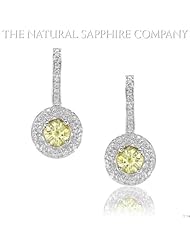 1.86ct Natural Untreated Yellow Sapphire earrings with .89cts of Pave set Diamonds