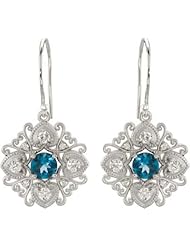 Jewelplus Vintage-Inspired Drop Dangle Earrings Sterling Silver Complete With Stones Pair