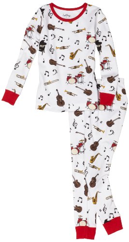 Hatley Boys 2-7 Musical Instruments All Over Polo Pajama Set,White,5