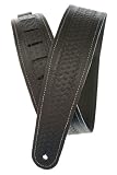 Planet Waves Basket Weave Embossed Leather Guitar Strap, Black