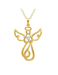 DiAura 14k Gold Plated Sterling Silver Diamond Angel Pendant Necklace