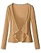 Doublju Womens Long Sleeve Jersey Knit Cardigan Draped Open Cardigan (S - 3XL)