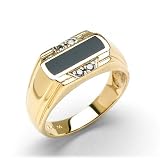 Black Coral Ring with Diamond in 14K Yellow Gold