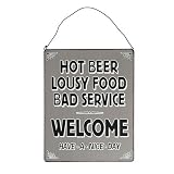 Review Dotcomgiftshop  / Hot Beer, Lousy food, Bad Service Metal Wall Sign