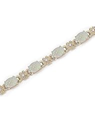 14kt Yellow Gold Oval Opal and Diamond Bracelet