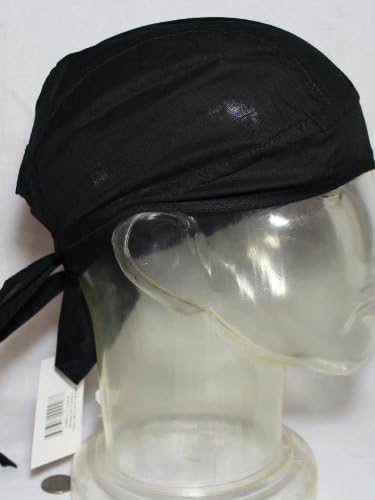 Set of 4 Black & White Food Service Skull Cap Head Wrap DO-RAG Chef Cook Medical Field (Black)
