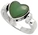 Sterling Silver Heart Ring w/ Green Resin, 3/8 (10mm) wide