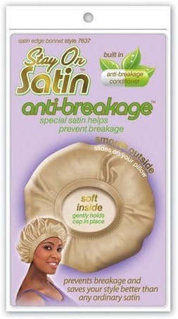 Dominican Republic Stay On Satin Anti-Breakage Satin Edge Bonnet (Stay On All Night) Style 7637 Asst Black, Gold, Maroon, Brown, purple