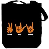 Peace Love Lithuania - Hand Signs Countries Tote Bag (Black, Canvas, Unisex)
