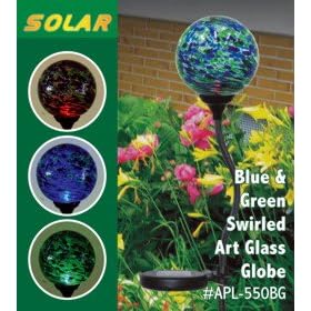 GREEN Solar Garden Globe or Ball Stake Psychadelic & Color Changing