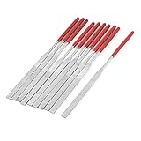 uxcell　ダイヤモンド　針ファイル　プラスチック　ハンドル　宝石　シルバートーン　レッド　10個