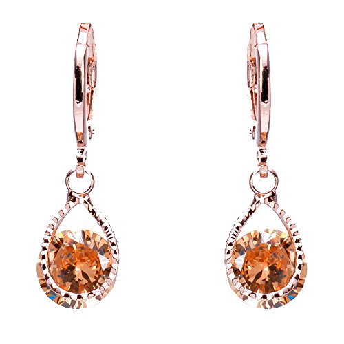 Julycoffee 18k Gold Plated Champagne Crystal Dangle Earrings Jewelry Bb1966