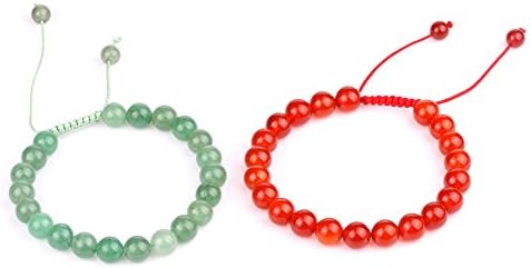 YJH Crystal 10mm Healing Stone Handmade Adjustable Round Green Aventurine Reiki Bead Beaded Bracelet