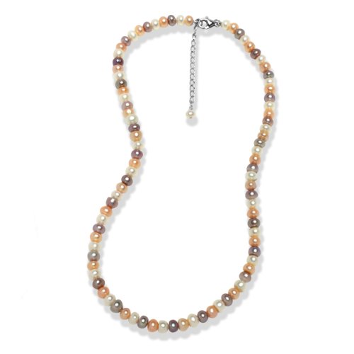 Valero Pearls Valero Classics Damen-Halskette S&uuml;&szlig;wasser-Zuchtperlen wei&szlig; / apricot / flied Preisvergleich