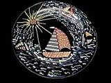 Sailboat Regatta Design - Hand Painted - Platter/Serving Plate - 13 inch diameter