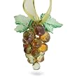 Chardonnay Grape Bunch Ornament w/ Leaves and Sheer Green Ribbon