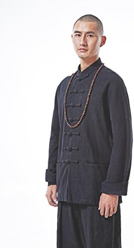 YINGGANG China Kung fu Martial Arts Uniform Shirts with COTTON&amp;LINEN material (XL, Black)