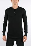 Baby Thermal Henley Tee, Black, Medium