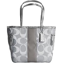 AUTHENTIC COACH SIGNATURE STRIPE SHOULDER TOTE 13280
