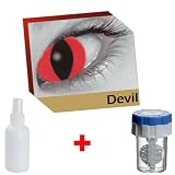 MesmerEyez XtremeEyez Devil Coloured Disposable Contact Lenses Lens 3 Month Very High Quality + free CostMad 60ml Multi Purpose Solution + Free CostMad Case