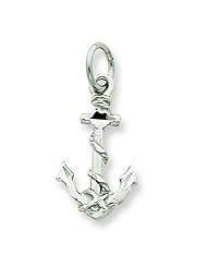 14K White Gold 3D Anchor Charm Jewelry FindingKing