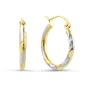 14K Two-tone Gold Diamond Cut Hoop Earrings